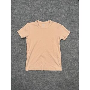 Uniqlo U Crew Neck Short Sleeve T-Shirt Tan Beige Cotton Blend Women Size S